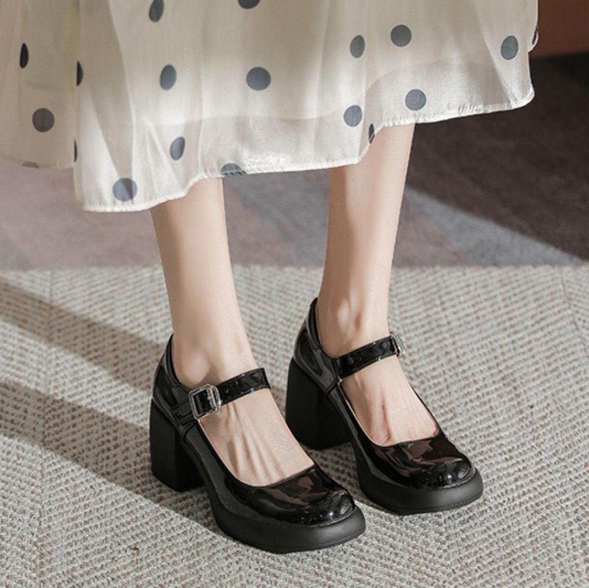 Genuine Leather Mary Jane High Heel Shoes