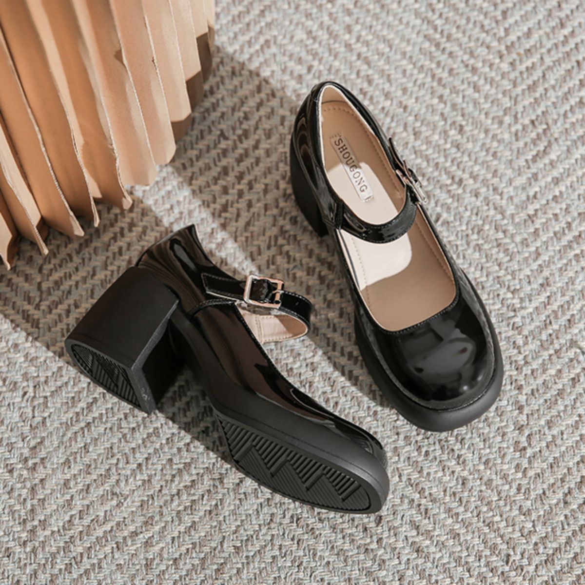 Genuine Leather Mary Jane High Heel Shoes