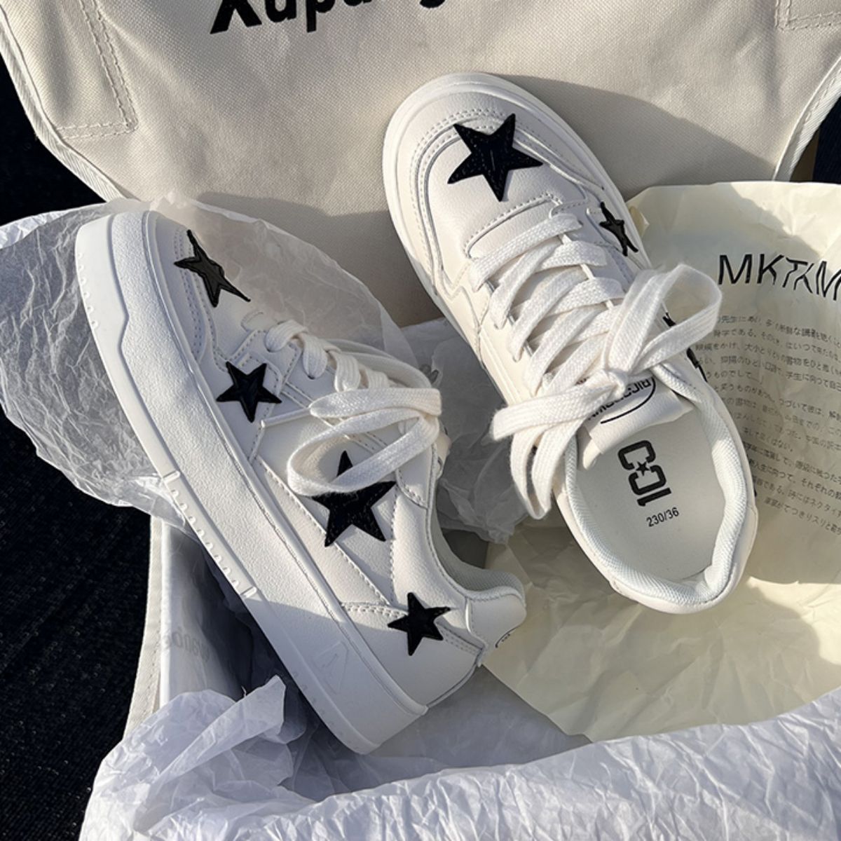 Five pointed white shoes, canvas shoes, versatile casual board shoes