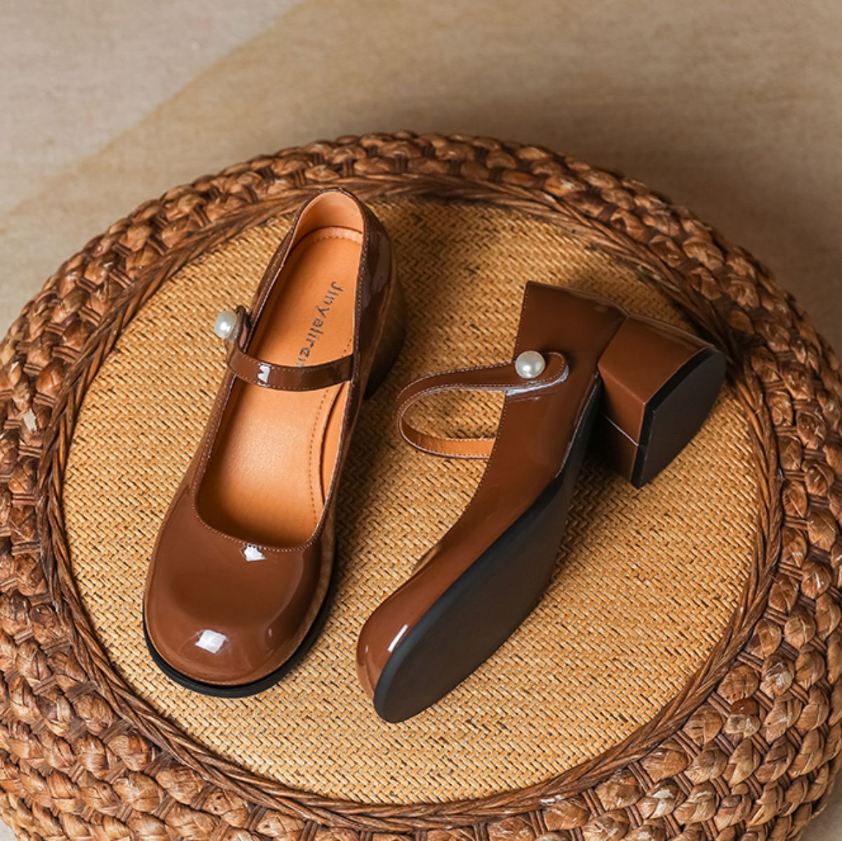 Genuine Leather Mary Jane Chic Chunky Heel Round Toe Single Shoes - Elegant and Sophisticated