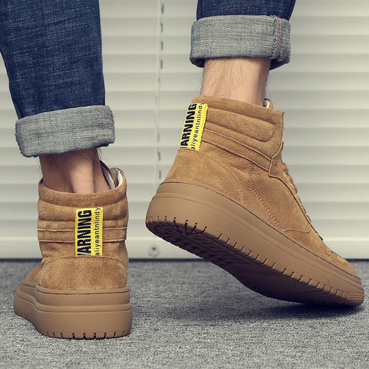 Martin boots, soft soled British leather casual workwear boots, retro yellow boots