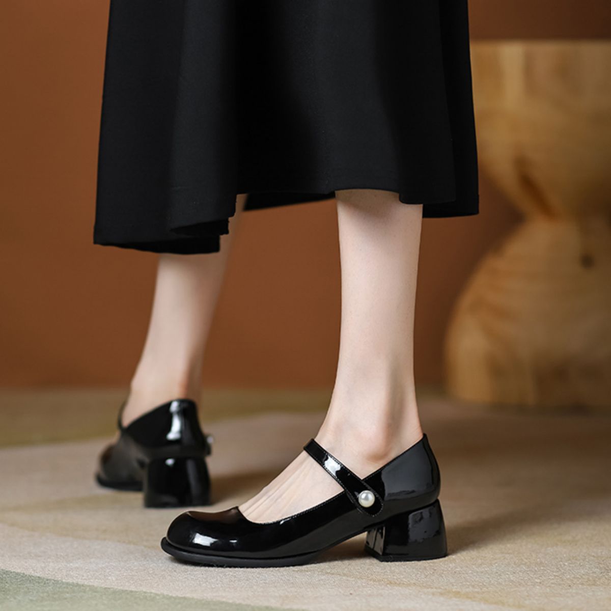 Genuine Leather French Style Mary Jane Vintage Low-Cut Single Shoes