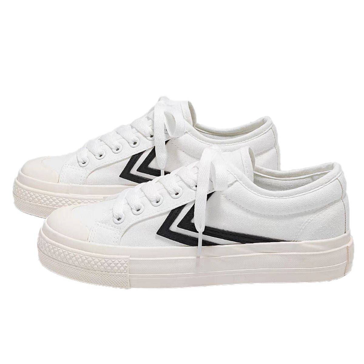 Canvas shoes for men and women with thick soles and low cut white casual shoes