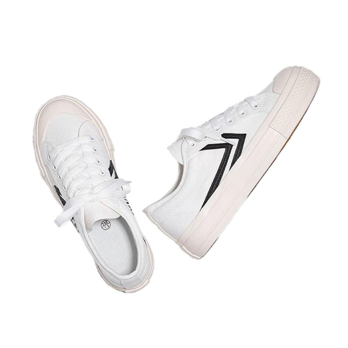 Canvas shoes for men and women with thick soles and low cut white casual shoes
