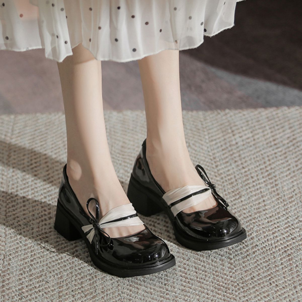 Genuine Leather Bow French Vintage Small Leather Shoes