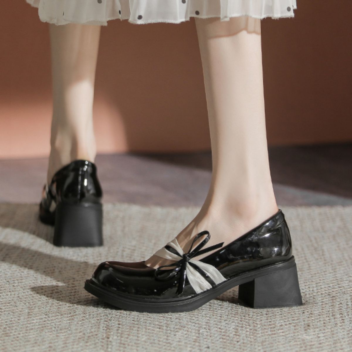 Genuine Leather Bow French Vintage Small Leather Shoes
