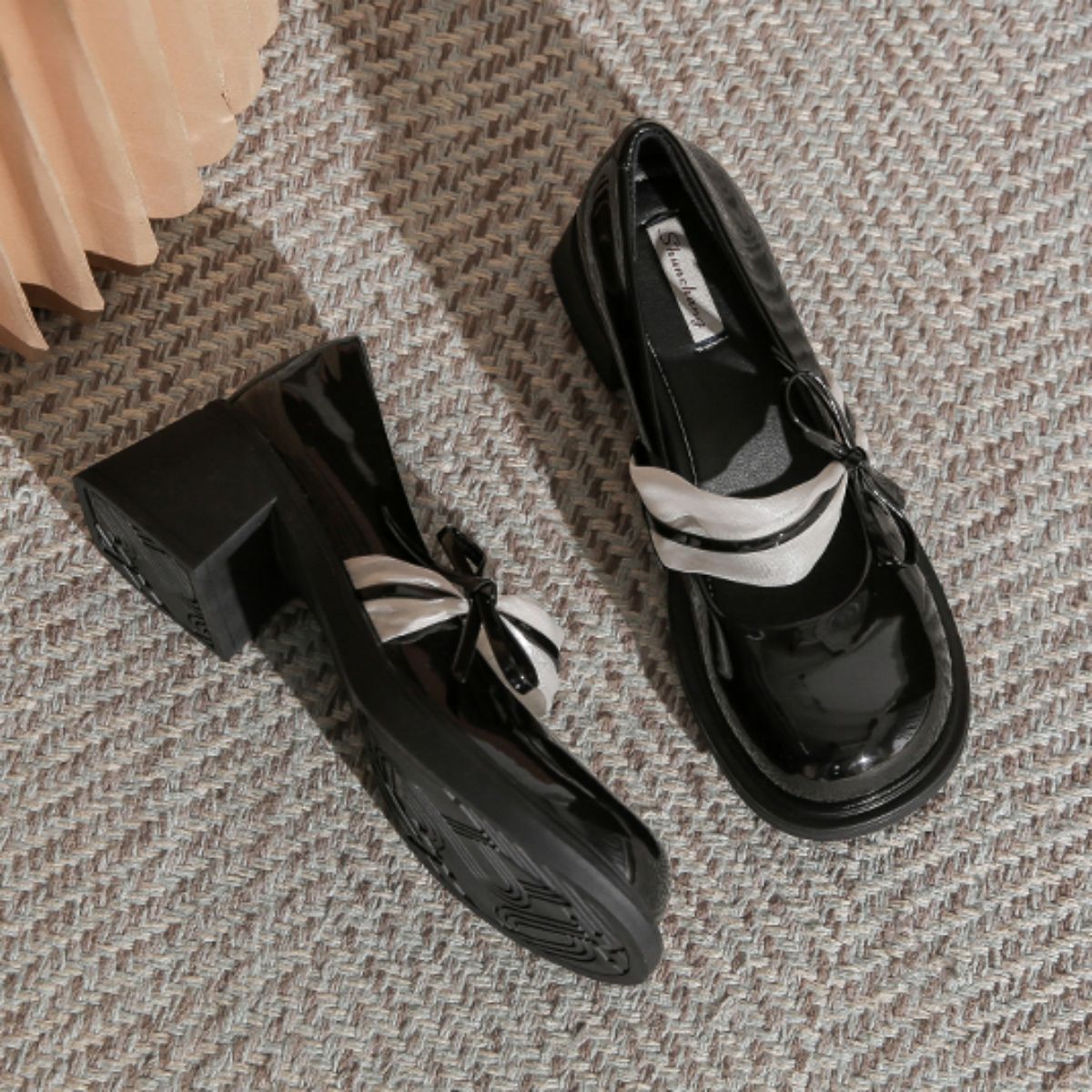Genuine Leather Bow French Vintage Small Leather Shoes
