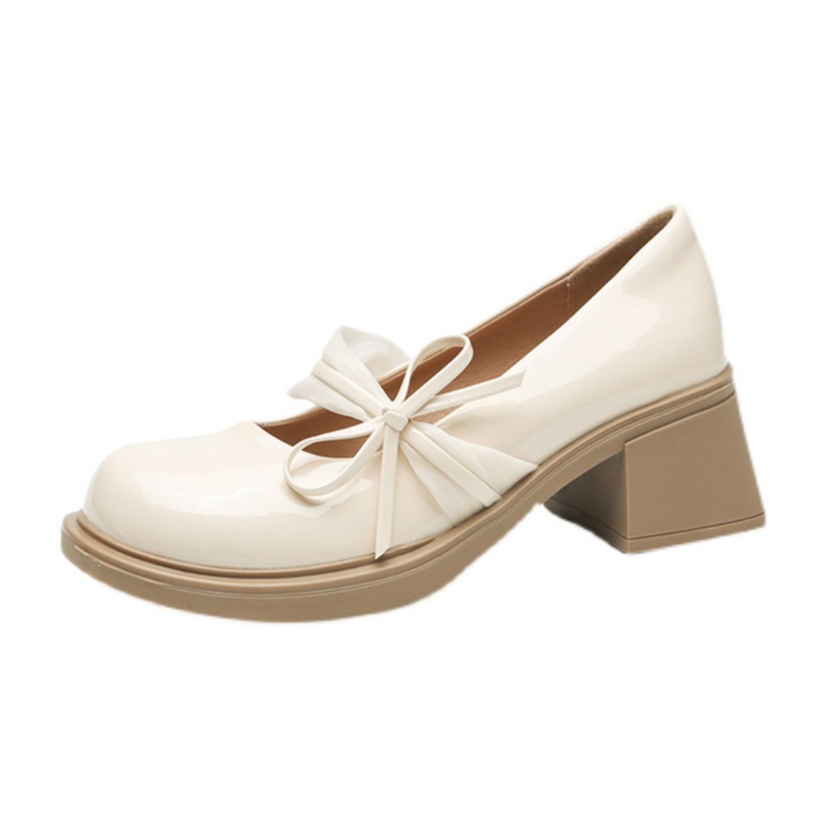Genuine Leather Bow French Vintage Small Leather Shoes-white