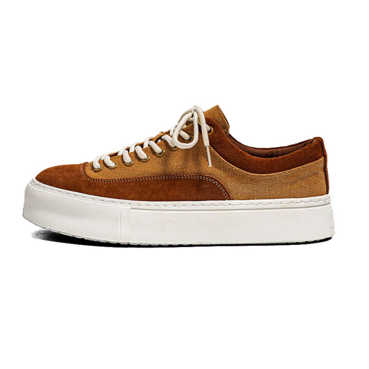 Retro trendy low cut canvas shoes, thick soled casual board shoes