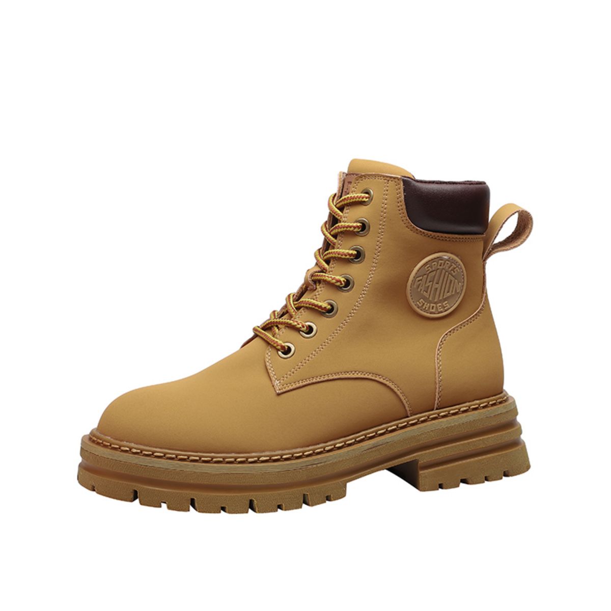 Genuine leather Martin boots, retro British style thick soled yellow boots