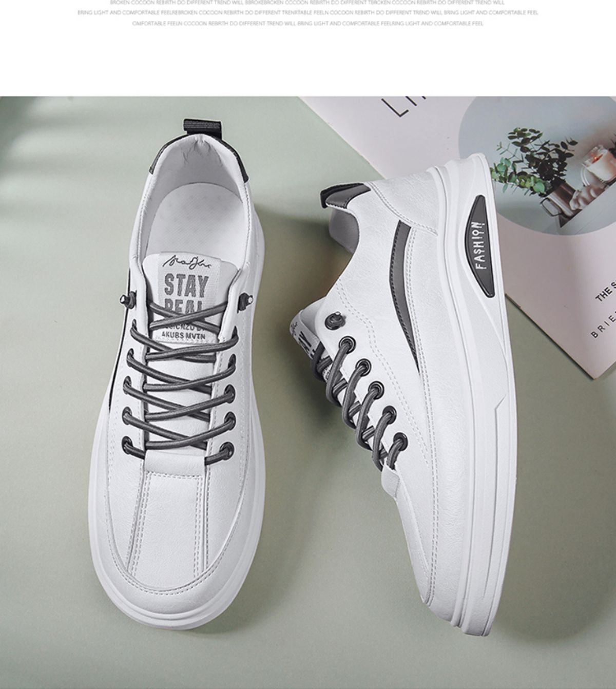 Leisure Sports Men's Flat Casual Sneakers-white