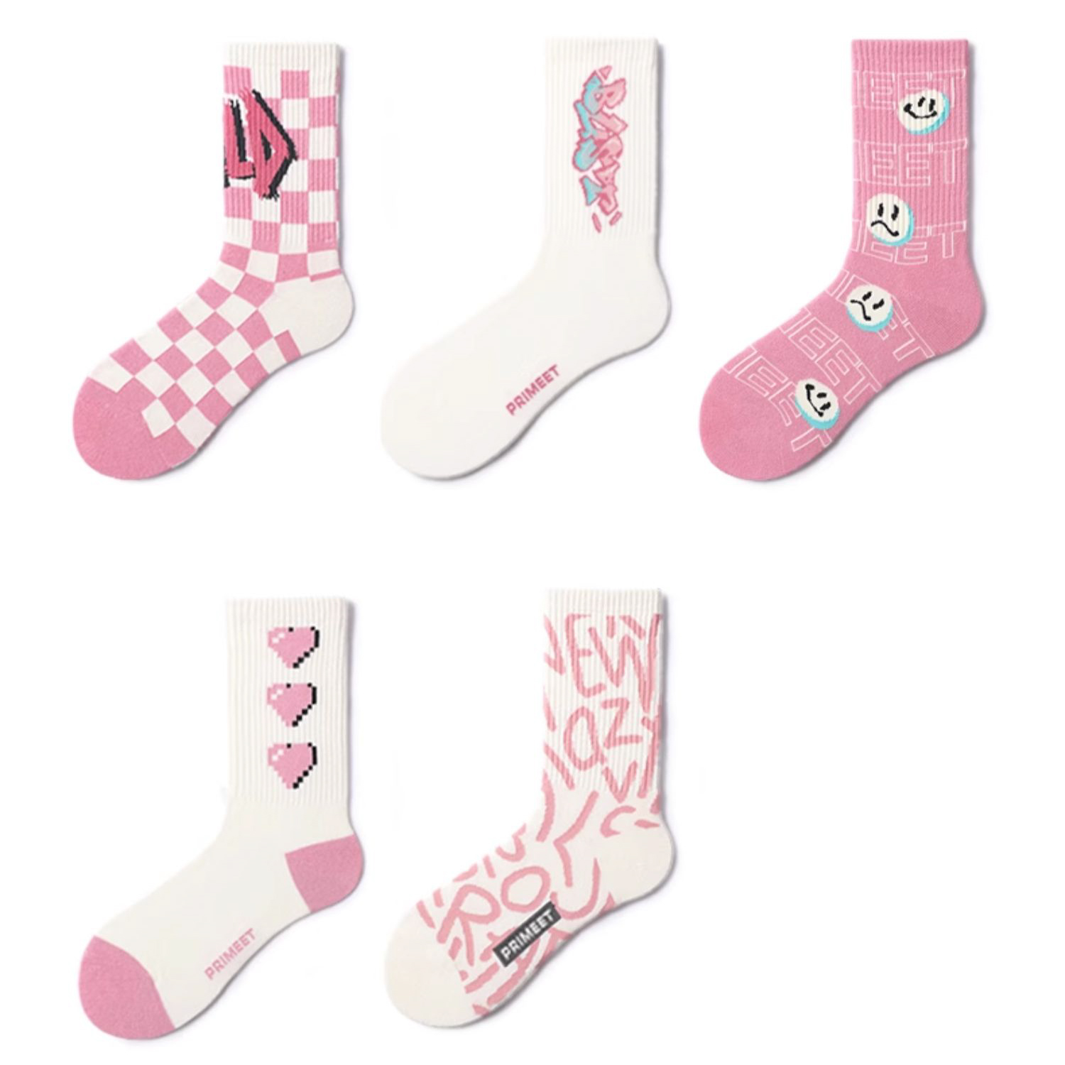 Women's Pink Dopamine Colorful Mid-Calf Cotton Socks for Autumn
