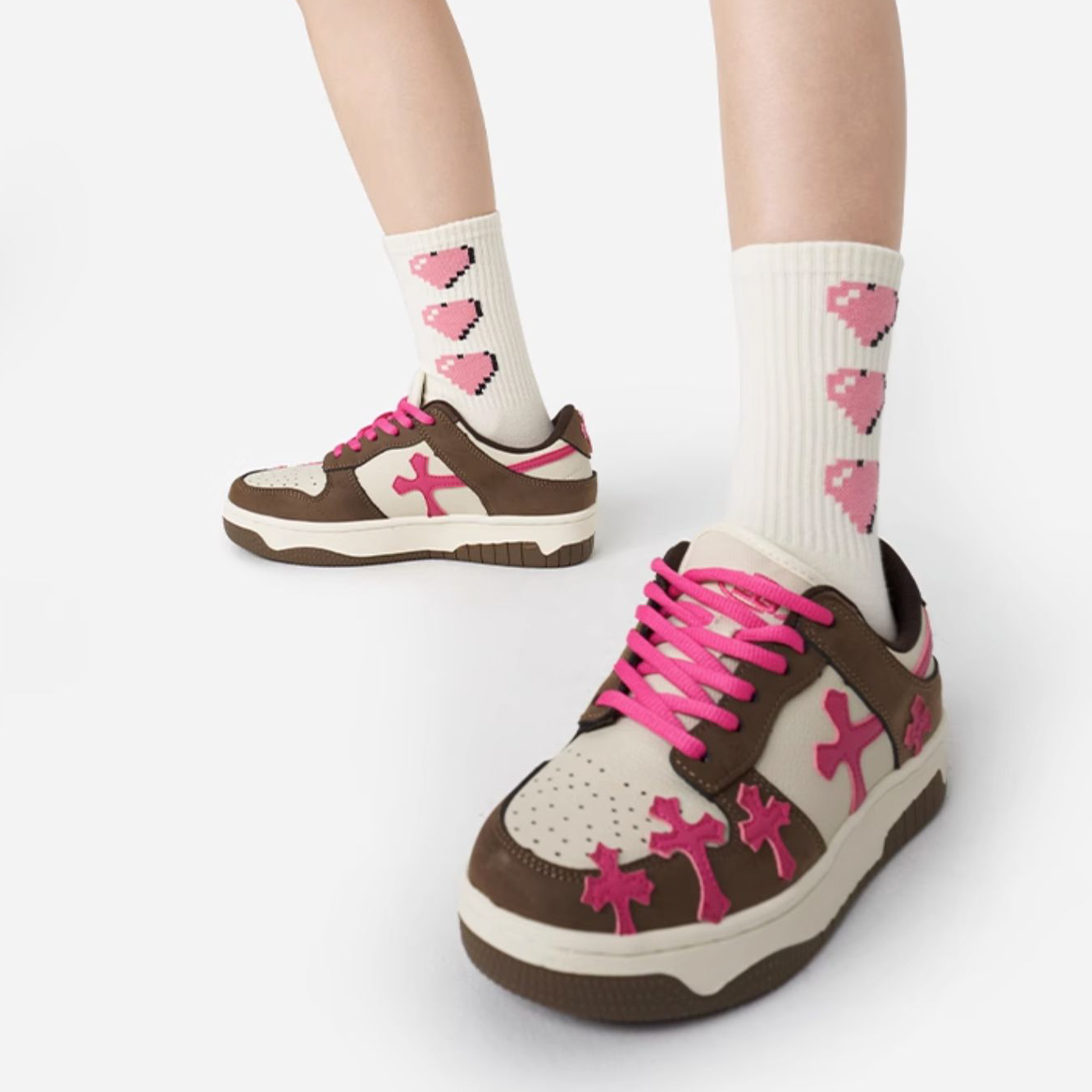 Women's Pink Dopamine Colorful Mid-Calf Cotton Socks for Autumn