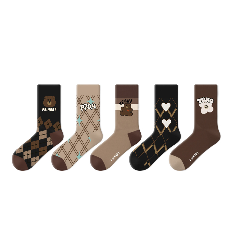 Adorable Vintage Bear Mid-Calf Socks for Autumn and Winter by Mellad
