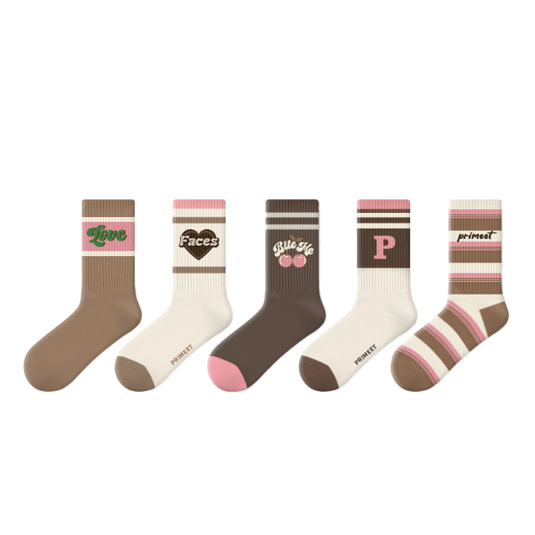 Brown Vintage American Mid-Calf Socks - Coffee-colored