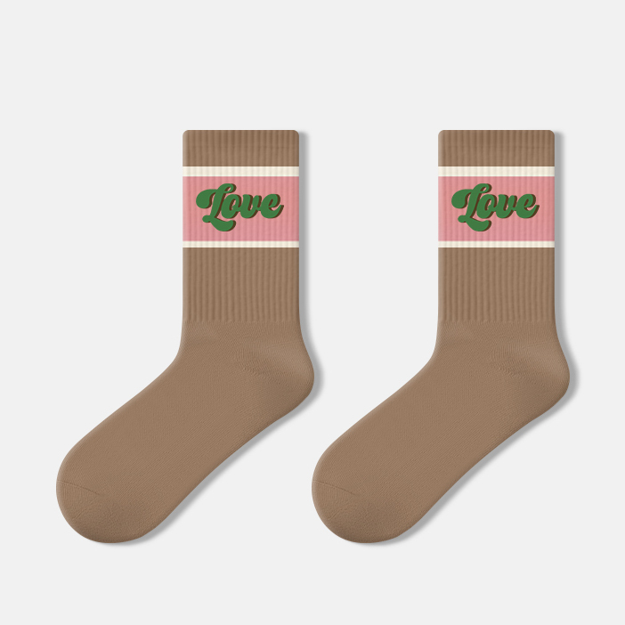 Brown Vintage American Mid-Calf Socks - Coffee-colored