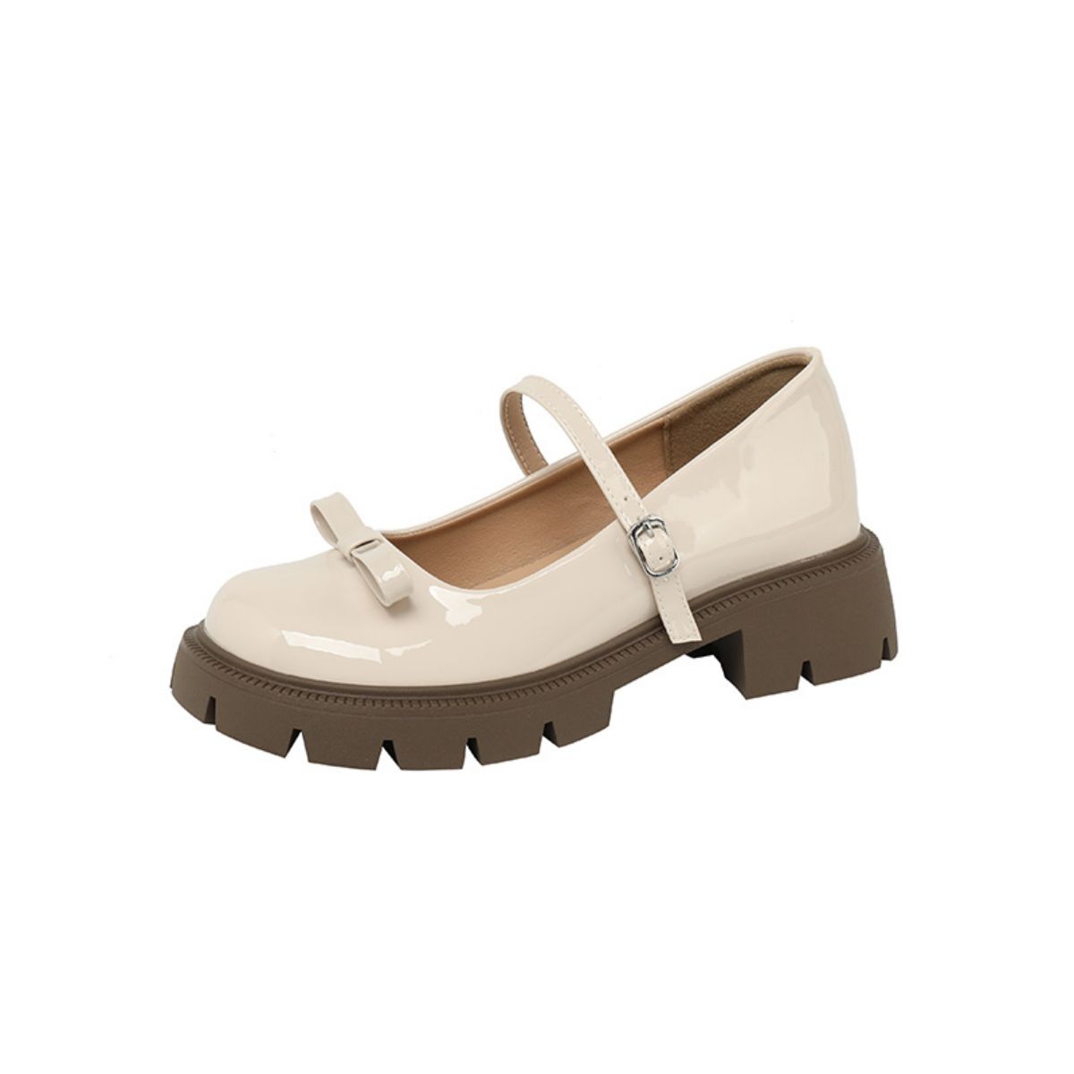 Genuine Leather Retro Thick-Soled Women's Shoes with Increased Height and Chunky Heels - Small Leather Shoes with Ankle Strap