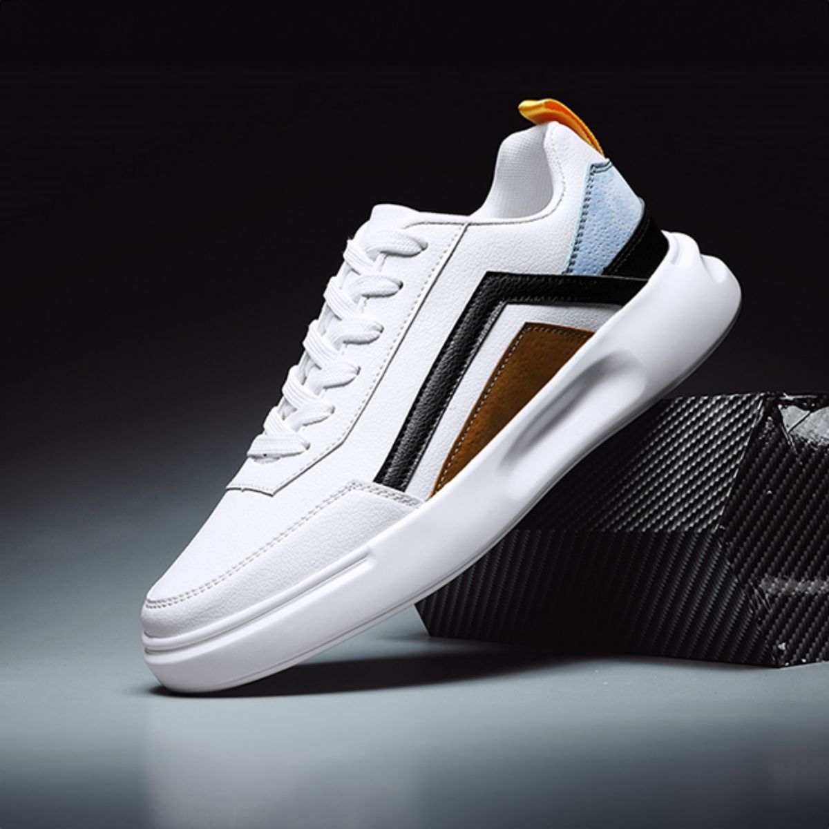 Little White Shoes Men's Super Light Thick Sole with Elevated Inner Casual Board Shoes
