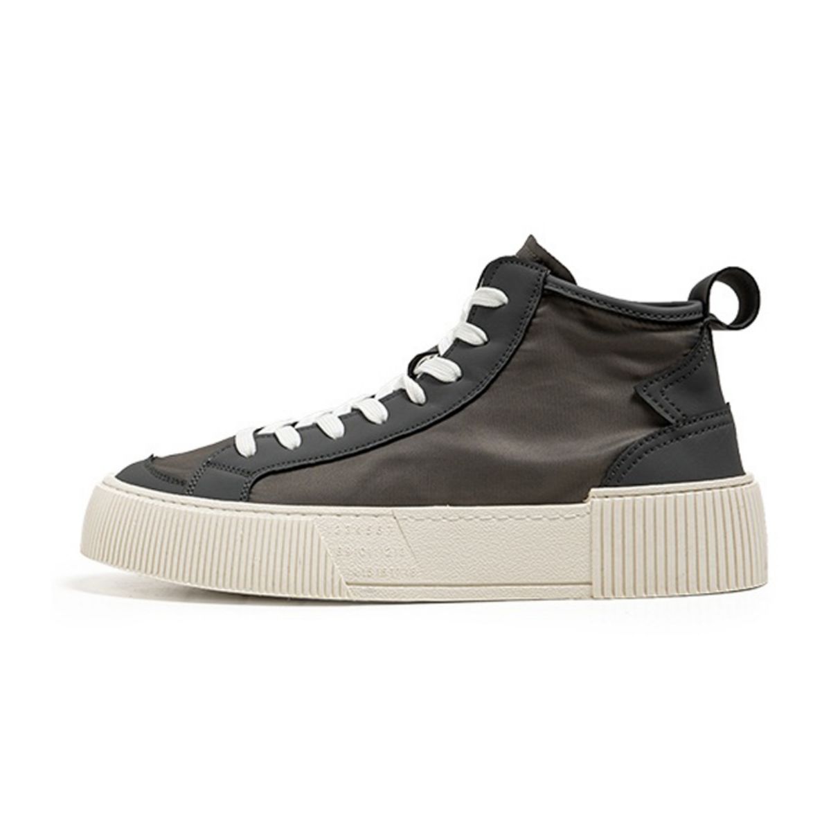 High-Top Breathable Canvas Sneakers - Versatile and Casual with Thick Soles-Grey