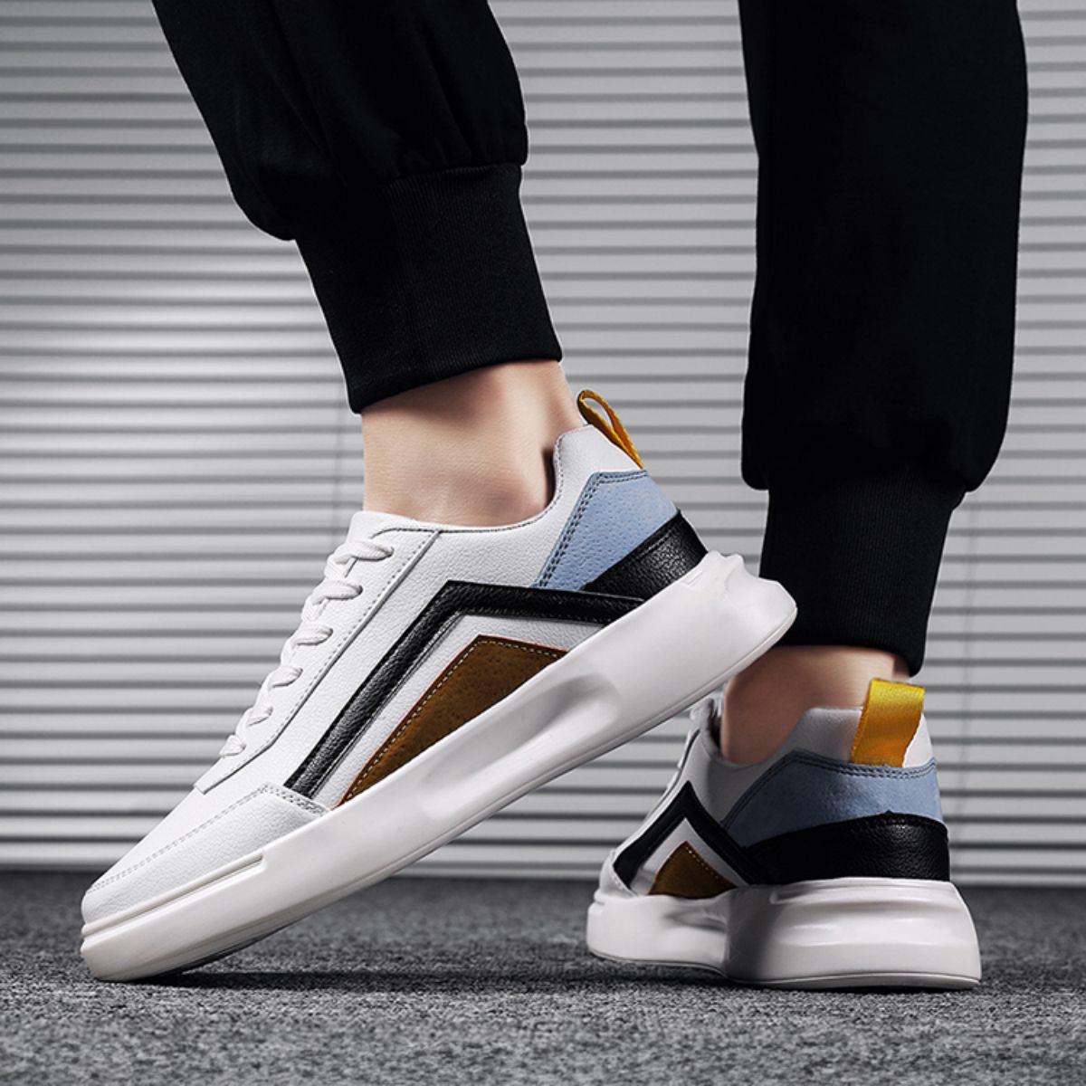 Little White Shoes Men's Super Light Thick Sole with Elevated Inner Casual Board Shoes