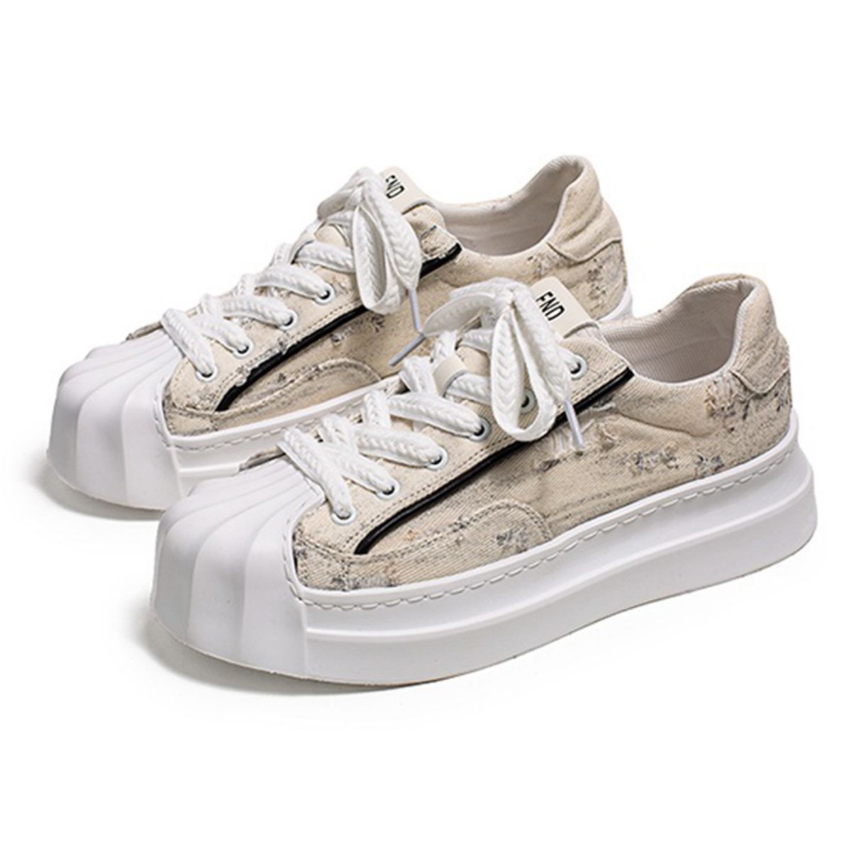 Unique Shell-Toe Board Shoes for Casual and Trendy Style-Beige