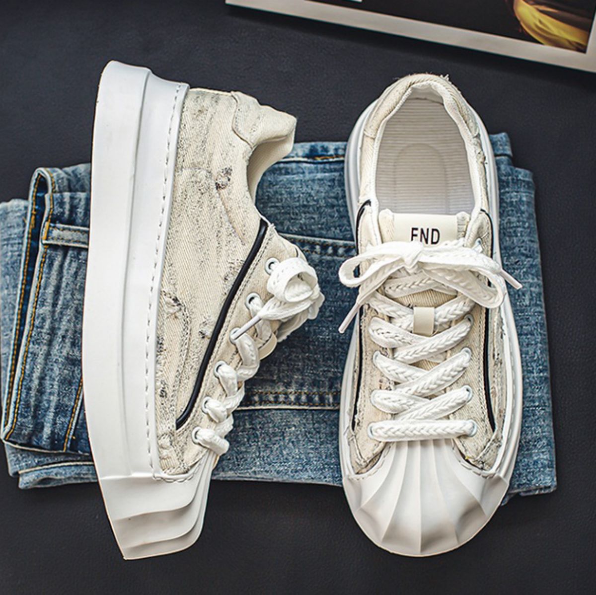 Unique Shell-Toe Board Shoes for Casual and Trendy Style-Beige