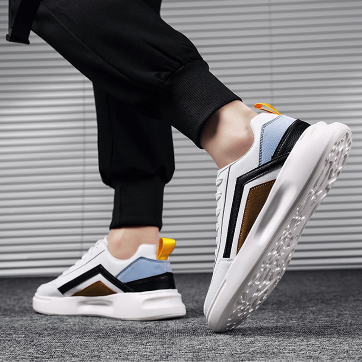 Little White Shoes Men's Super Light Thick Sole with Elevated Inner Casual Board Shoes