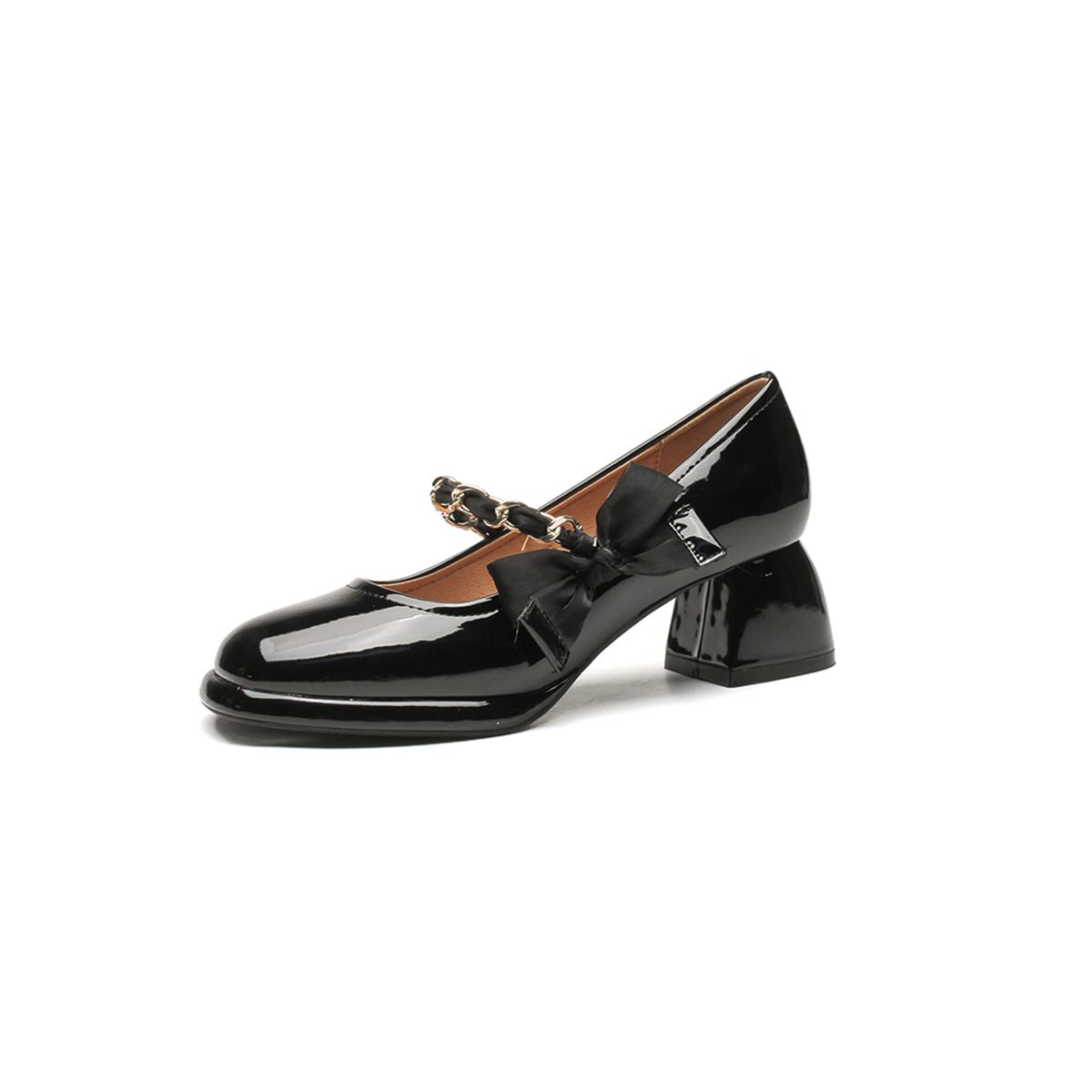 Genuine Leather Retro Women's Shoes with Chunky Heels and Pointed Shallow Mouth