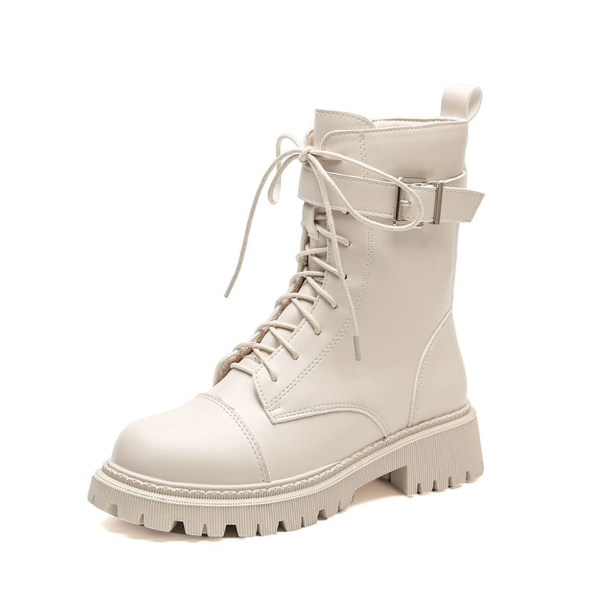 Martin boots, women's mid length motorcycle boots, British style lace up