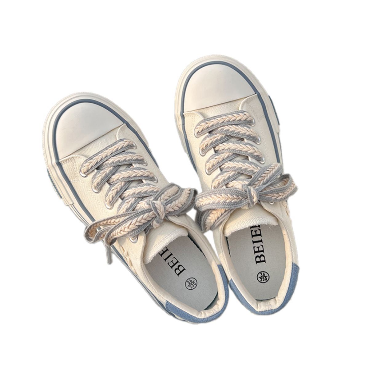 Canvas shoes, women's design sense shoes, small white shoes, thick soled board shoes