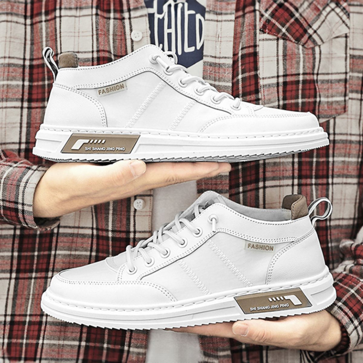 High top canvas board shoes, casual white shoes