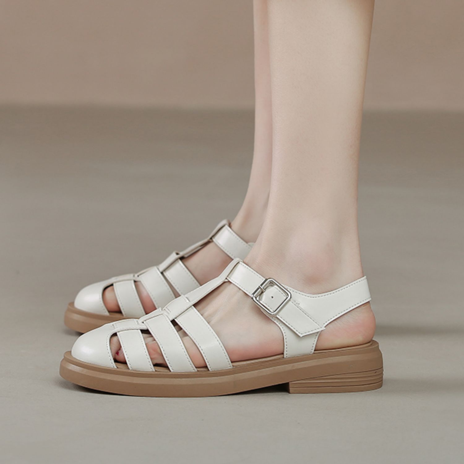 French Vintage Roman Sandals with Thick Platform Sole
