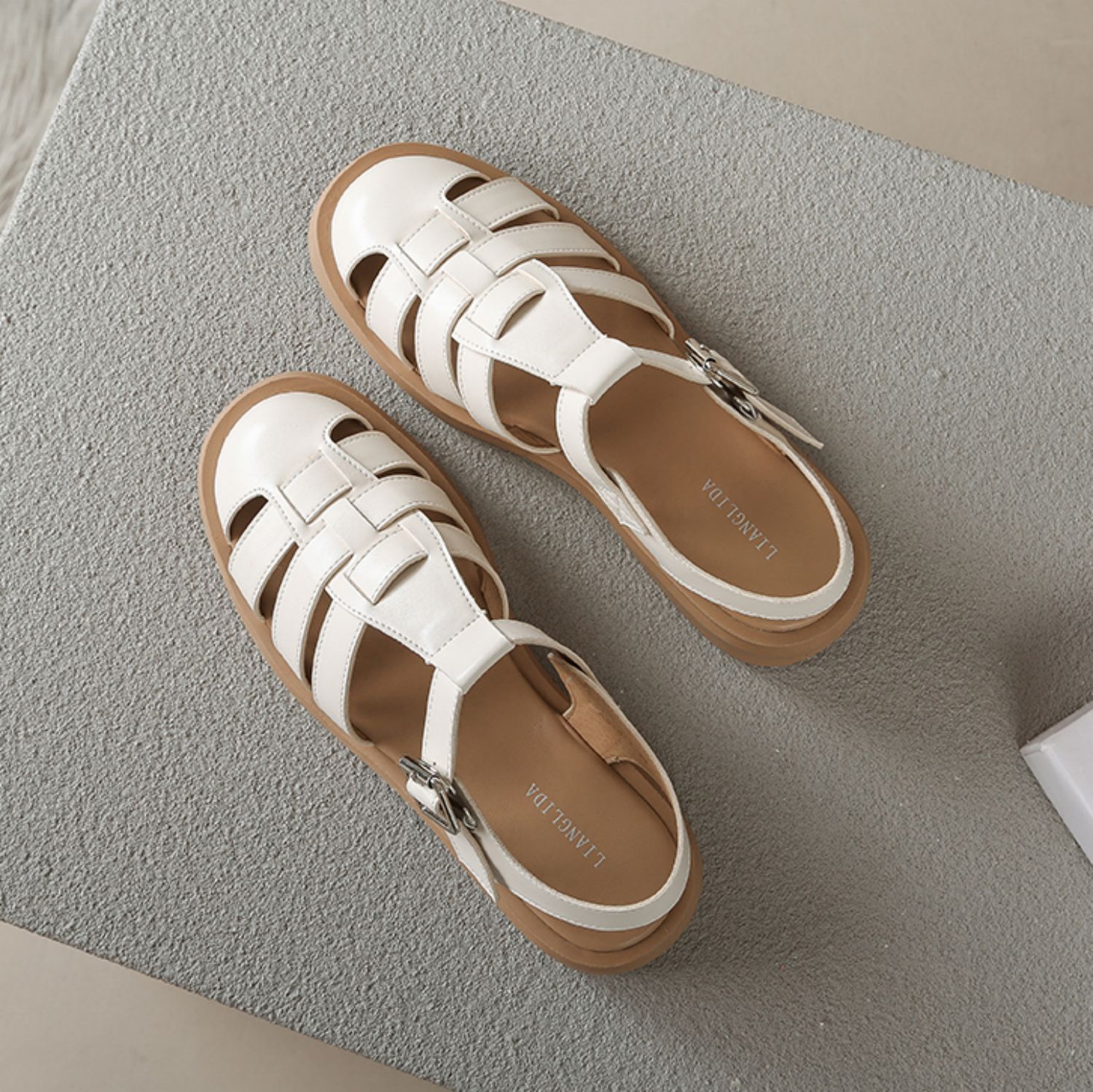 French Vintage Roman Sandals with Thick Platform Sole