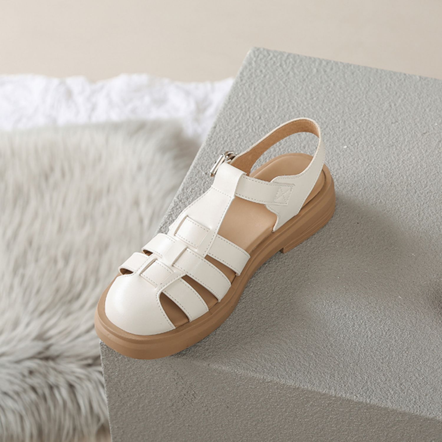 French Vintage Roman Sandals with Thick Platform Sole