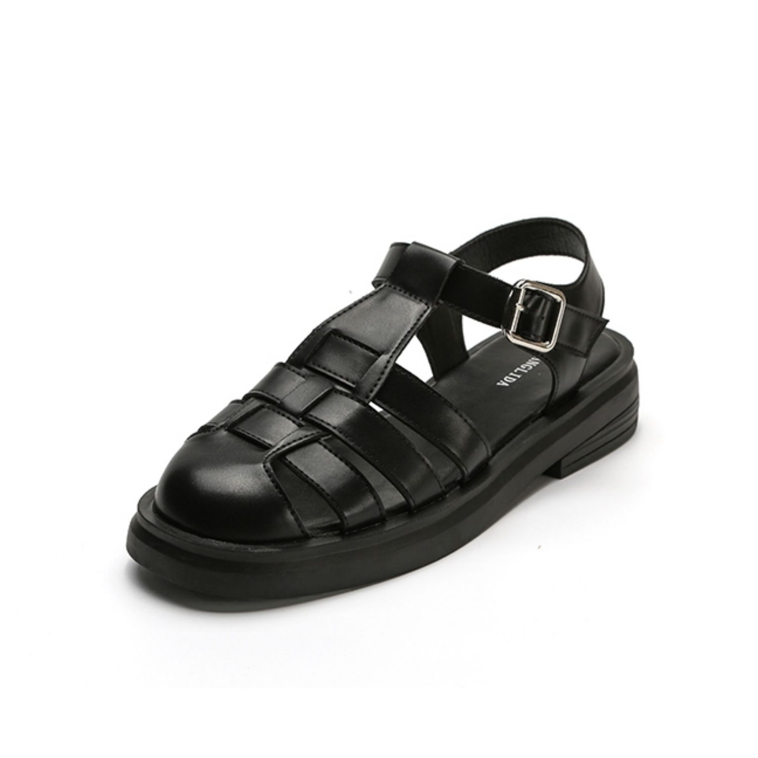 French Vintage Roman Sandals with Thick Platform Sole-black
