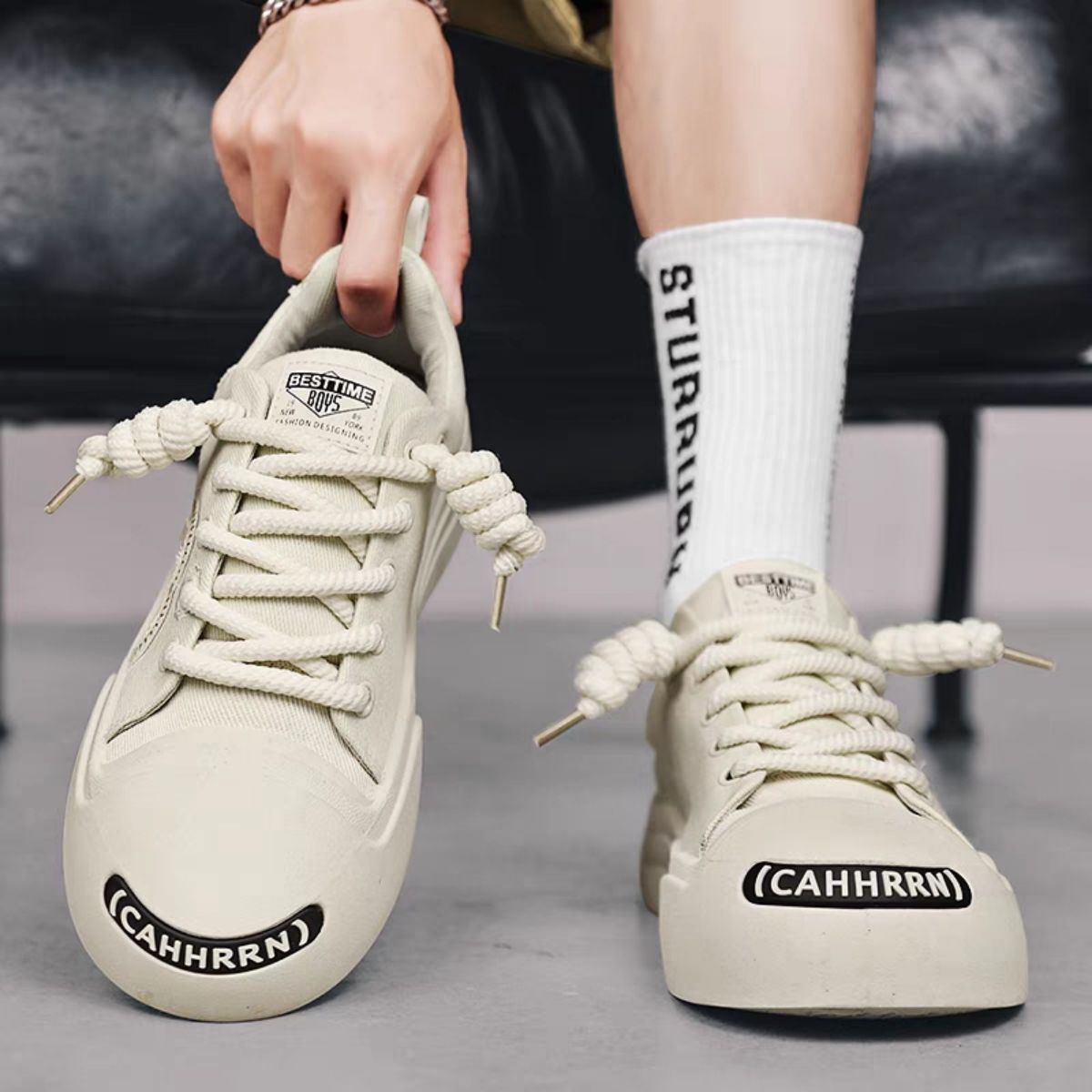 Canvas low cut thick sole sports and leisure board shoes