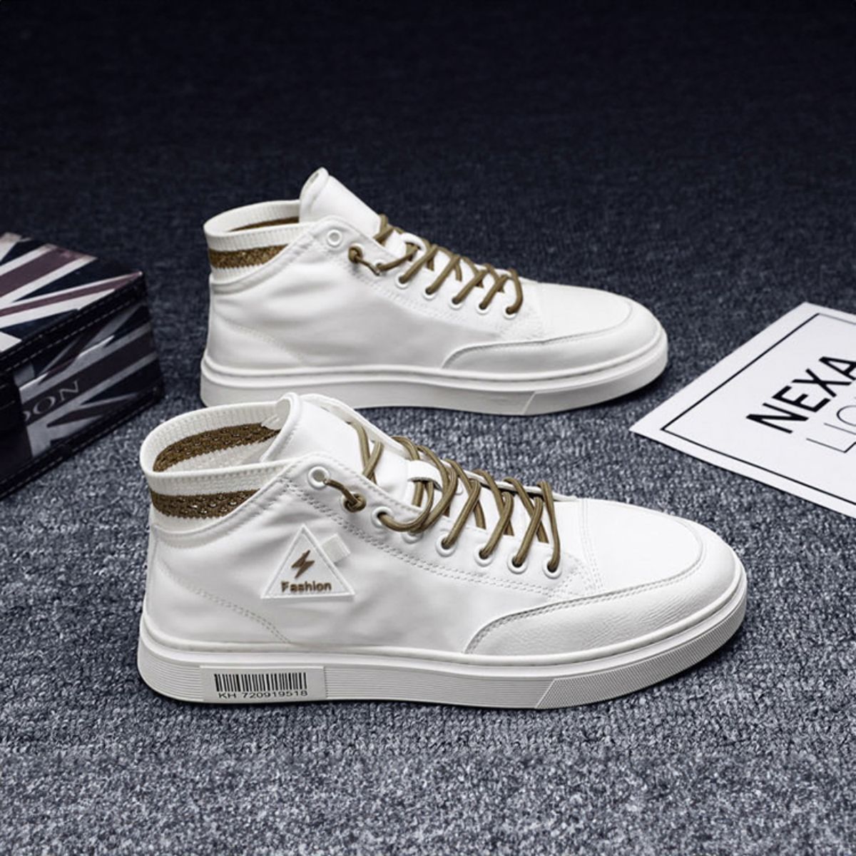 High-top Canvas Sneakers - Casual White Shoes