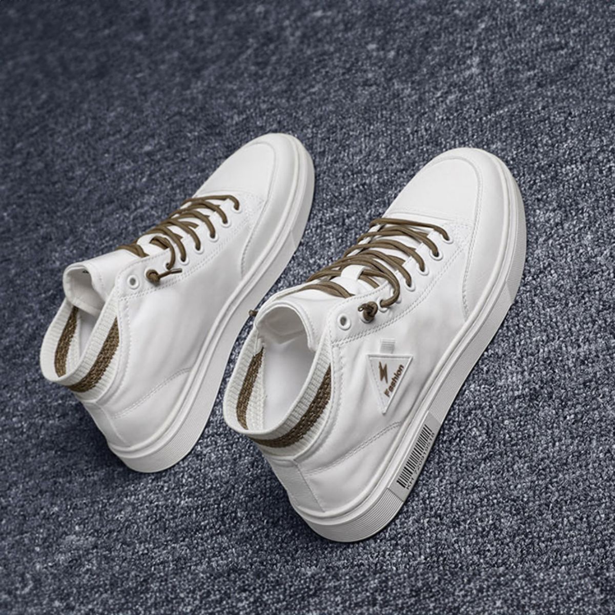 High-top Canvas Sneakers - Casual White Shoes