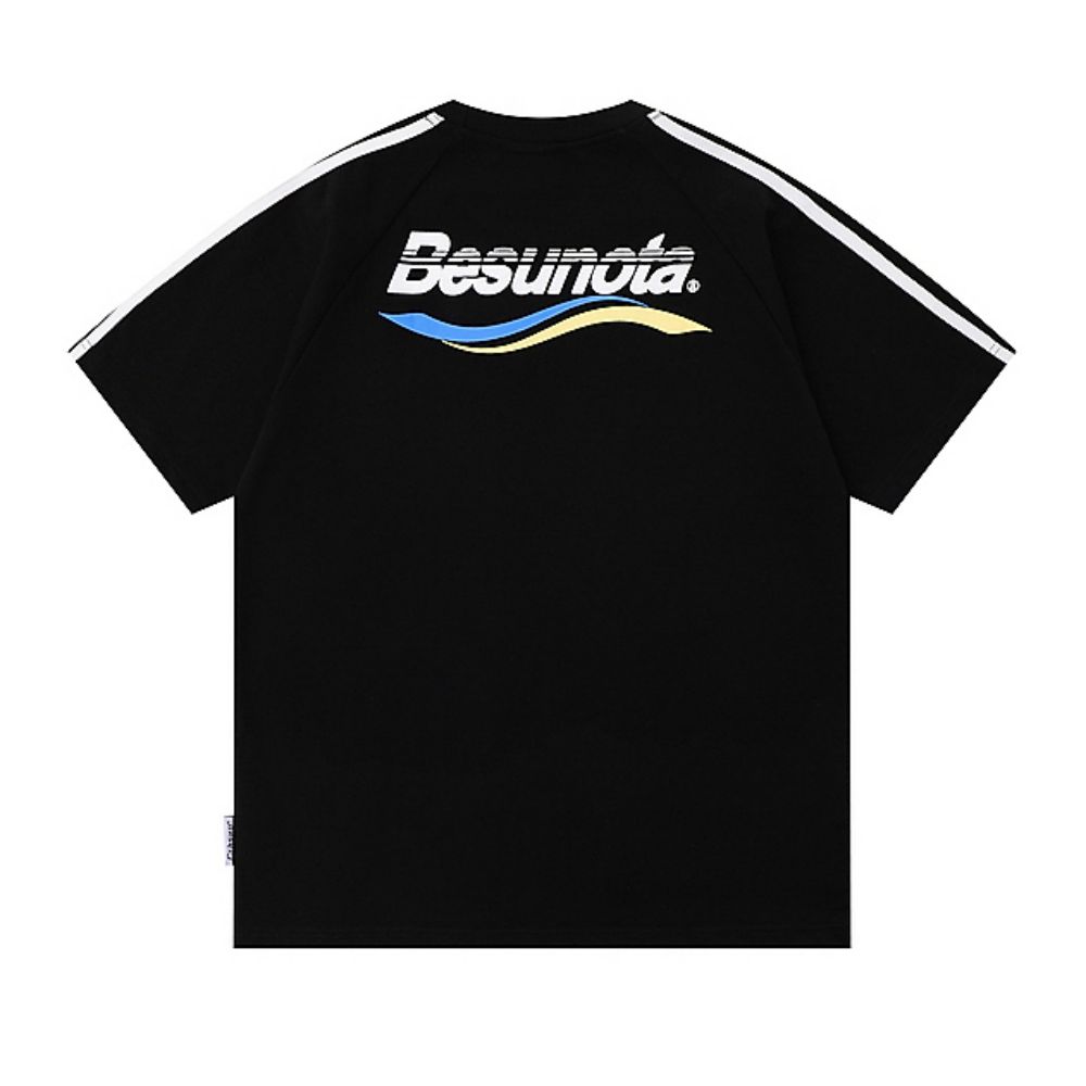 Hip-Hop American Street Side Striped Heavyweight Cotton Short Sleeve T-Shirt