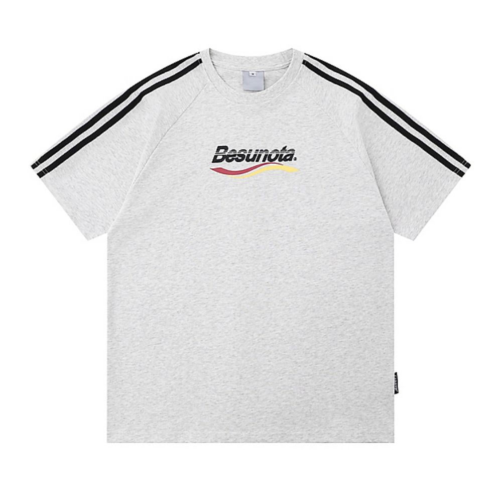 Hip-Hop American Street Side Striped Heavyweight Cotton Short Sleeve T-Shirt