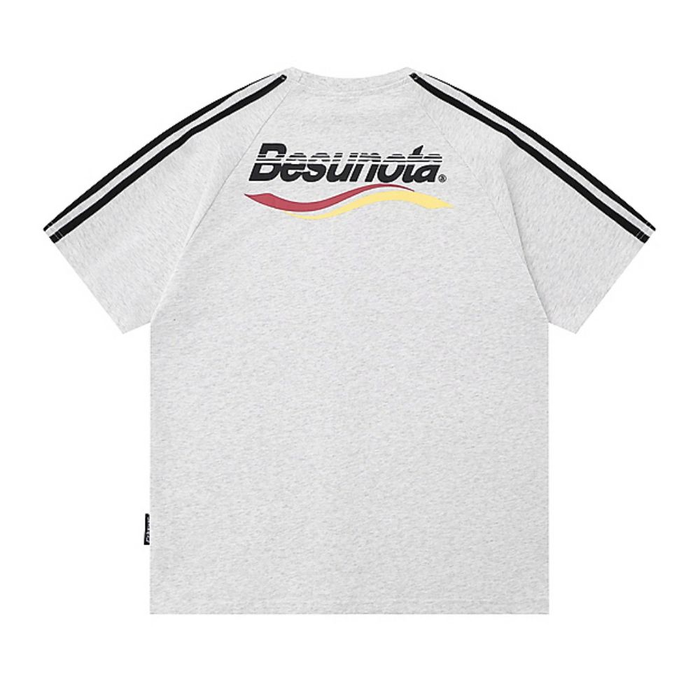 Hip-Hop American Street Side Striped Heavyweight Cotton Short Sleeve T-Shirt