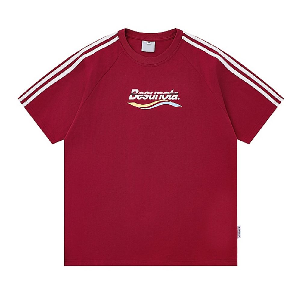 Hip-Hop American Street Side Striped Heavyweight Cotton Short Sleeve T-Shirt