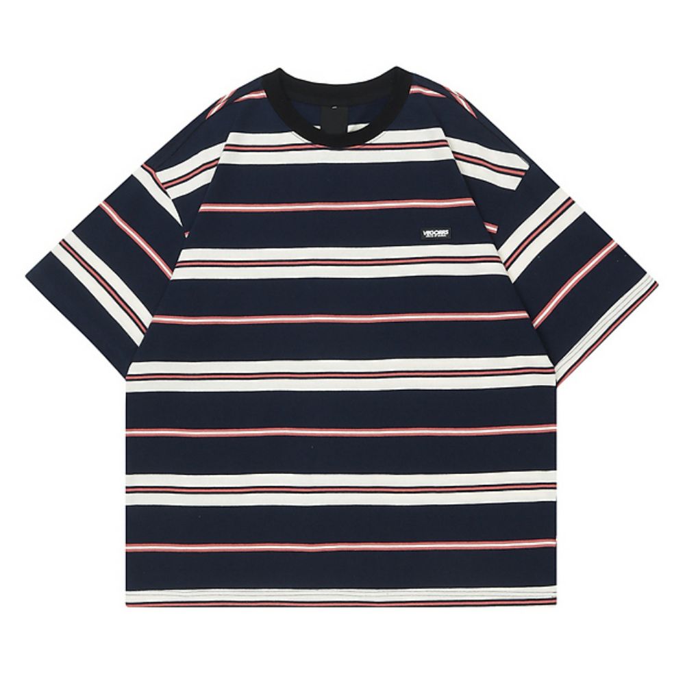 260G Heavyweight American Oversize Cotton Striped T-Shirt   