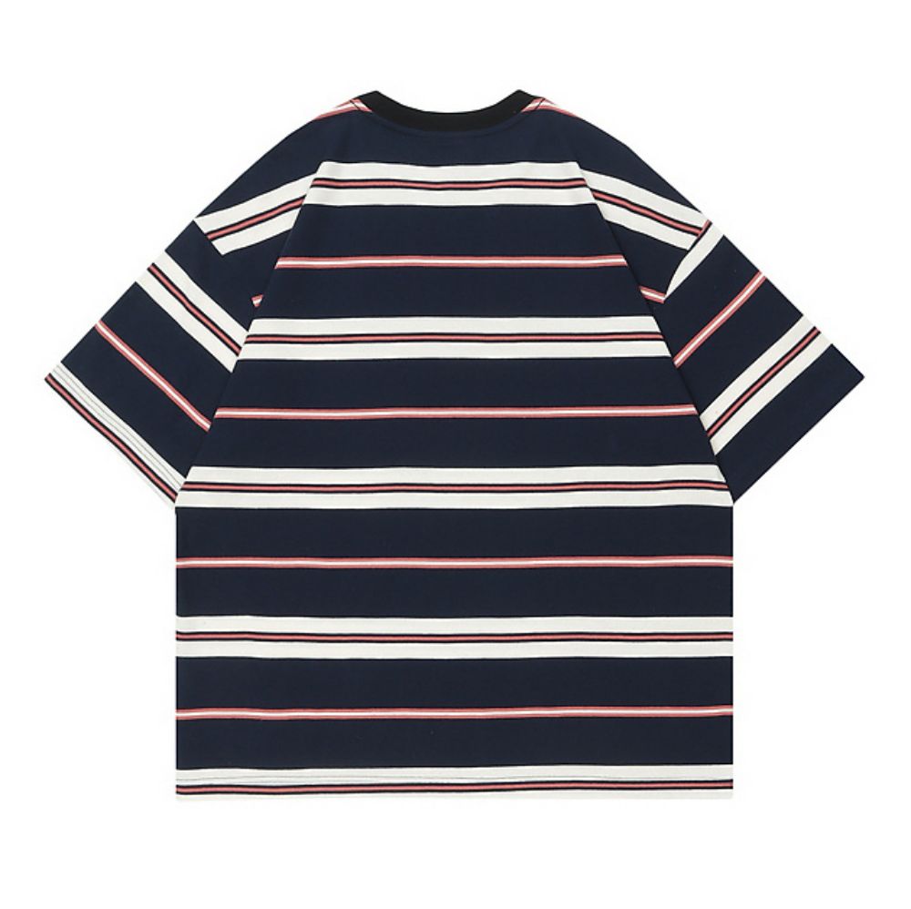 260G Heavyweight American Oversize Cotton Striped T-Shirt   
