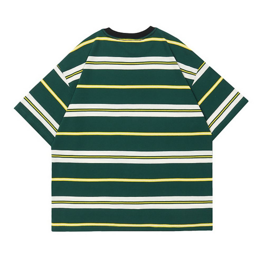 260G Heavyweight American Oversize Cotton Striped T-Shirt   
