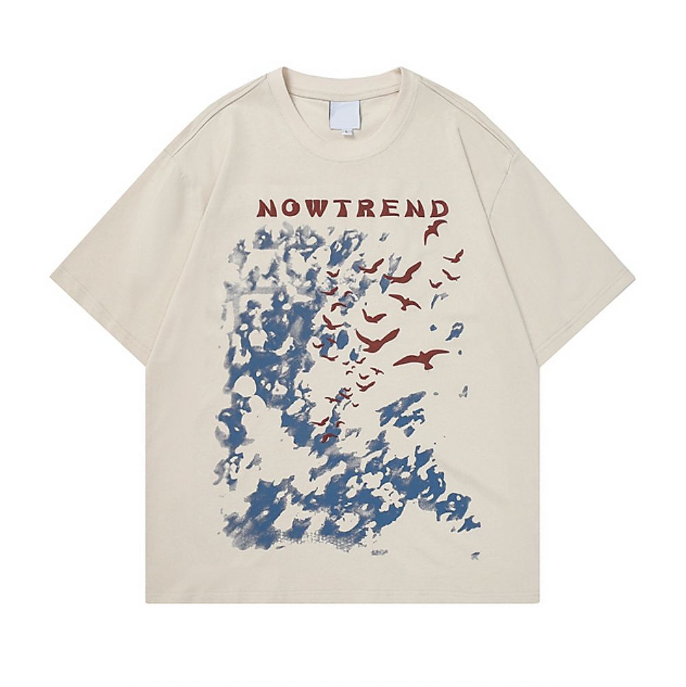 250G Heavyweight Retro Print Cotton Short Sleeve T-Shirt