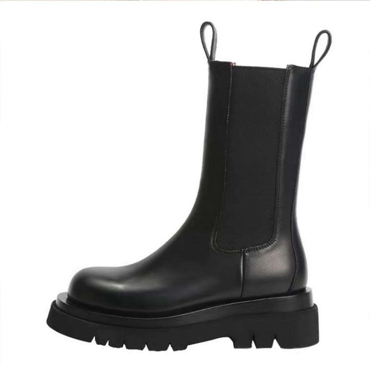 Full leather Martin boots for women with British style mid length thick sole
