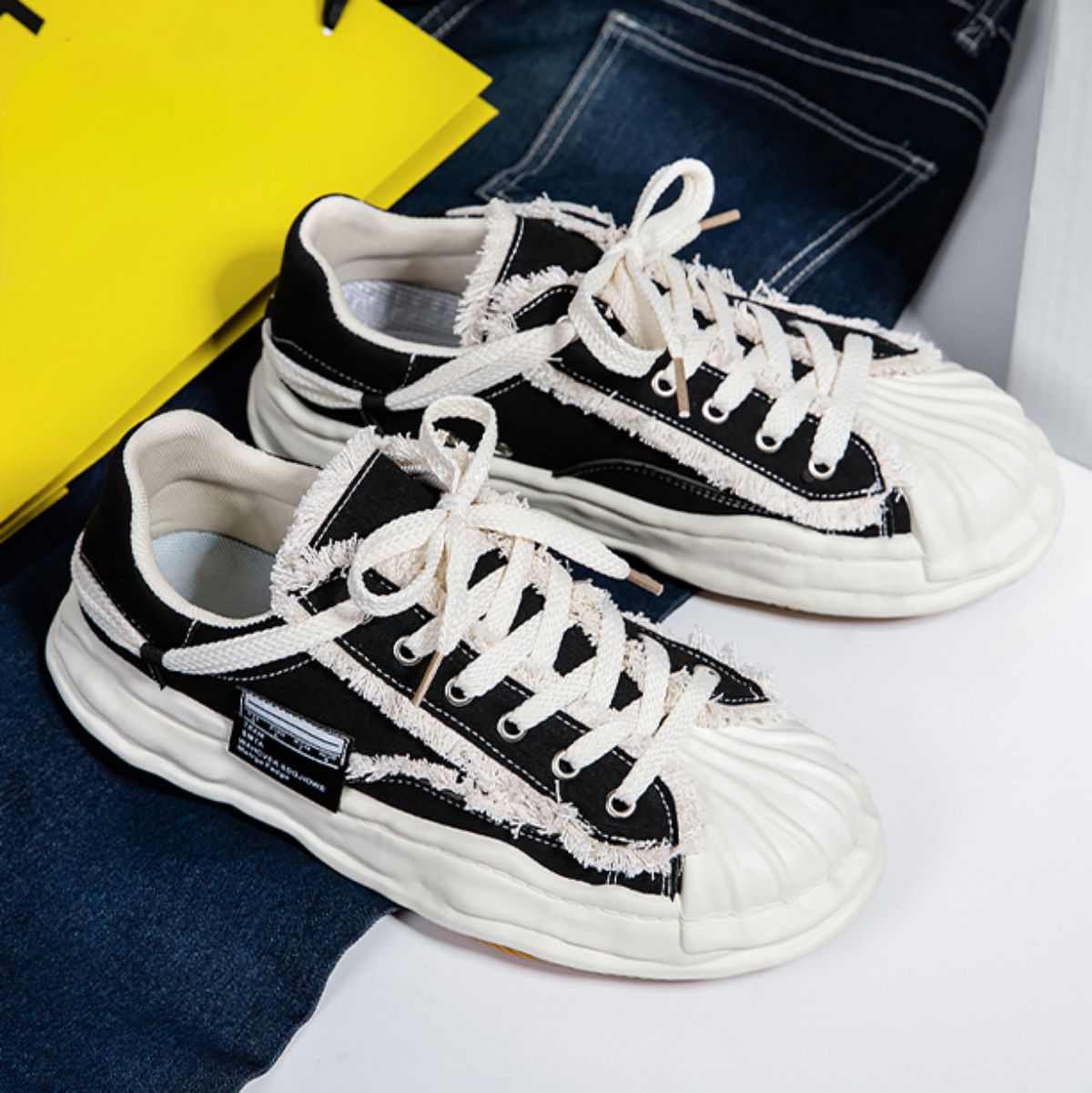 Shell head low cut canvas board shoes with thick soles and trendy shoes