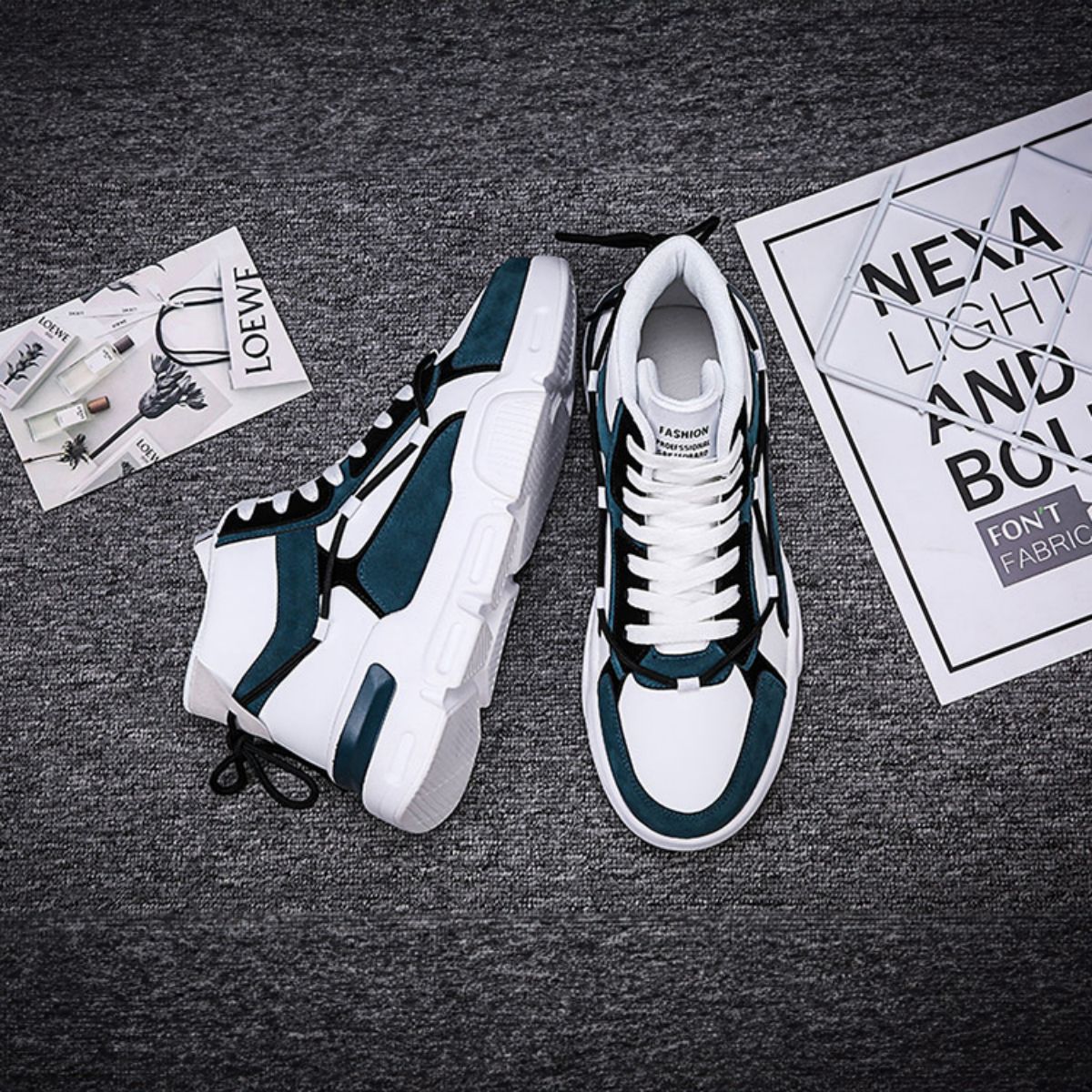 Trendy High-Top Skate Shoes - Versatile and Casual-blue