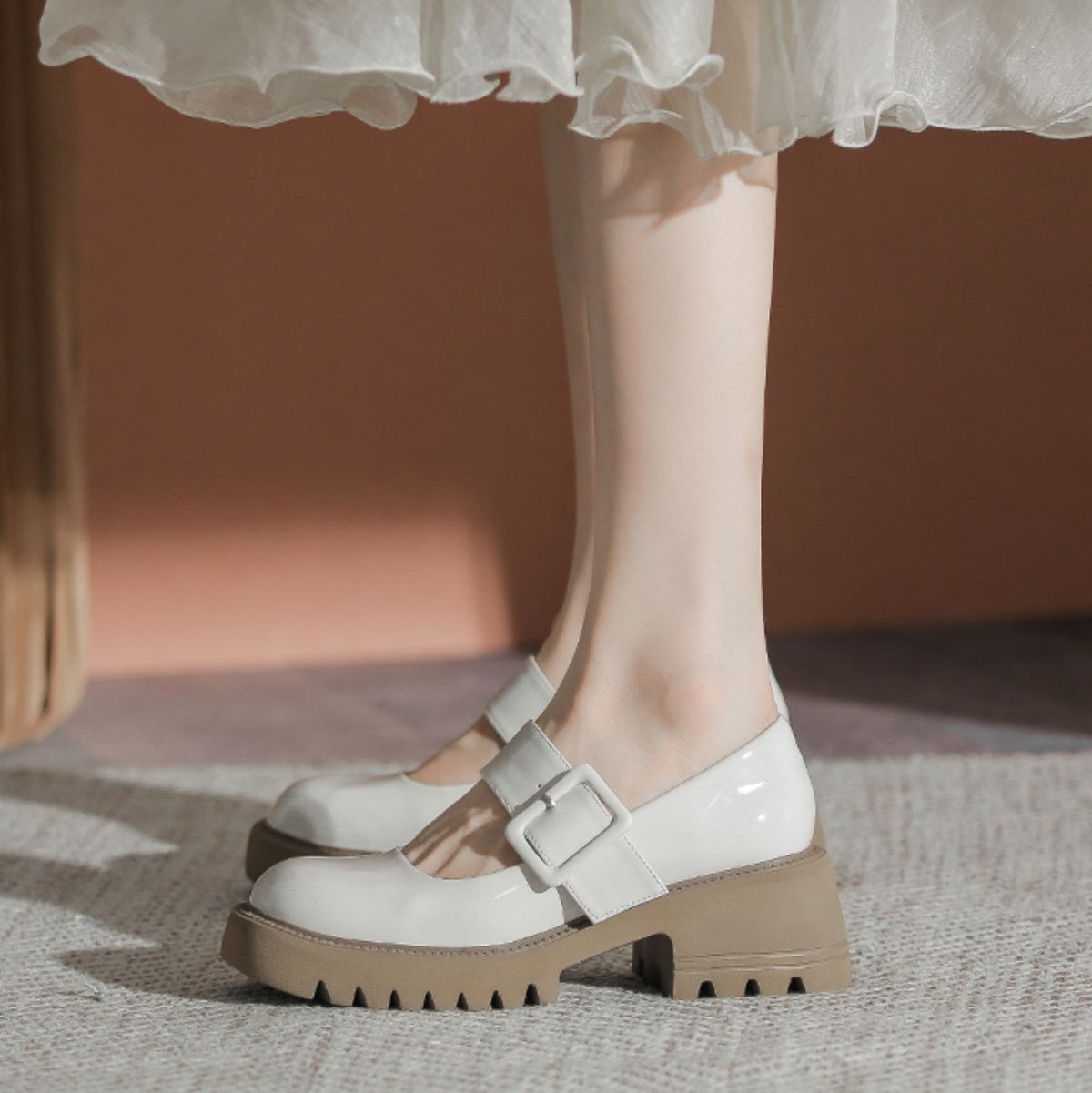 High Heel Thick Sole British Style Mary Jane Shoes - Small Leather Shoes